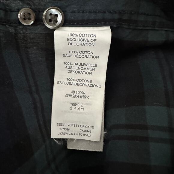 J.Crew Blue Black Flannel Plaid Beaded Quarter Button Down Shirt 0 / XS - Picture 7 of 7